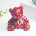 Statue d'ours en cristal faite de résine claire et remplie de pierres rouges - Chenille de Haute Mer