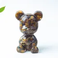 Bärenfigur aus Harz gefüllt mit natürlichen Tigerauge-Kristallsteinen für Deko - Tigerauge