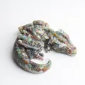 Artistic sleeping dragon figurine made of resin with natural crystals and sea shells - Ocean Jasper