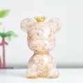 Bärenfigur aus rosa Kristallharz mit goldener Krone und Folie für Wohndekoration - Rosenquarz-Stil