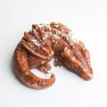 Close-up of reddish-brown dragon figurine with detailed scales and crystal stone accents - Red Jasper
