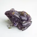 Cute frog figurine made of dark purple crystal stone and gold flakes resin material - Amethyst