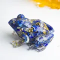 Lapis lazuli and gold leaf resin frog figurine for desktop and fish tank decor - Lapis Lazuli