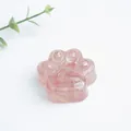 Roze transparante hars kattenpoot ornament met goudfolie vlokken en kristalstenen - Watermeloen Kwarts