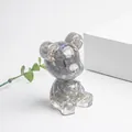 Figurine d'ours en cristal avec remplissage de labradorite et résine transparente - Labradorite