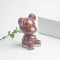 Figurine d'ours en résine avec pierres de jaspe rouge naturel pour décoration intérieure - Jaspe Rouge