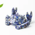 Lapis lazuli crystal resin crab figurine and phone holder with gold foil flakes - Lapis Lazuli