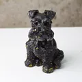 Handcrafted black Schnauzer dog figurine with gold leaf accents for home decor - Obsidian