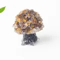 Brown crystal mushroom figurine handcrafted from natural quartz stones for home decor - Tiger's Eye