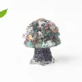 Handmade mixed natural crystal gemstone money tree with dark resin trunk base - Ocean Jasper