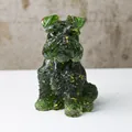 Green crystal resin Schnauzer dog figurine with gold foil flakes and glossy finish - Emerald Glaze