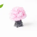 Pink crystal money tree resin ornament with a dark stone base for home desk decor - Deep Rose Quartz