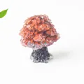 Handmade orange crystal gravel money tree ornament with a stable dark crystal base - Red Jasper