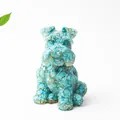 Peacock blue Schnauzer dog figurine with gold foil accents and resin stone texture - Turquoise