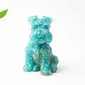 Blue Schnauzer dog crystal statue ornament with gold foil flakes and granular texture - Aquamarine