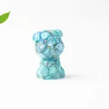 Blue crystal resin Schnauzer dog figurine with gold leaf inlay for home office desk decor - Turquoise