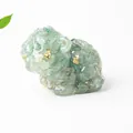 Green natural crystal resin figurine with gold foil accents in mythical beast shape - Aventurine Jade