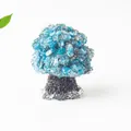 Blue natural crystal gravel tree ornament with resin trunk for home and office desk decor - Apatite