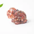 Cute resin puppy figurine with red crystal stones and gold foil flakes interior decor - Red Agate