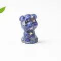 Lapis lazuli resin schnauzer dog figurine with natural crystal stone and gold bell decoration - Lapis Lazuli