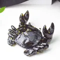 Crab phone holder made of black resin with gold flakes and a high-gloss finish - Obsidian