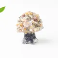 Colorful natural crystal mushroom resin ornament with diverse crushed stones for desk decor - Crazy Agate