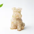 Handcrafted Schnauzer dog figurine made of crystal resin with gold foil flakes inside - White Crystal