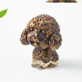Detail of crystal resin teddy dog figurine with gold leaf inlay and textured fur - 6cmx3.4cmx4.7cm / Tiger's Eye