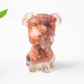 Cute Schnauzer resin figurine with reddish crystal stones and handcrafted details - Red Agate