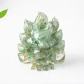 Detalle de zorro de nueve colas en resina verde con pan de oro y piedras de cristal fino - Aventurina Verde / 4 Cm De Alto