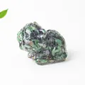 French Bulldog crystal figurine in green resin with natural aventurine stones - Ruby Zoisite