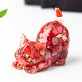 Detail of red crystal resin cat figurine with gold leaf flakes and polished finish - Multicolor / 5*3*4.2cm/45g