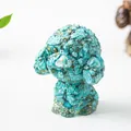 Close-up of small teddy dog ornament made of blue crystal gravel and resin with gold foil - 6cmx3.4cmx4.7cm / Turquoise