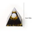 5cm Orgonit-Pyramide mit weißer Kristallkugel, Obsidian-Steinen und Goldfolie-Akzenten - Obsidian Bergkristall Lotus Stil (A6)