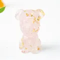 Pink crystal schnauzer puppy figurine with gold foil flakes for home desk decor - Rose Quartz