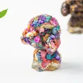 Macro detail of a colorful crystal resin teddy dog figurine with shiny gold foil accents - 6cmx3.4cmx4.7cm / Abalone Shell