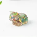 Cat resin figurine filled with colorful natural crystals and gold leaf flakes - 43x26x28mm 25g / Cat's Eye