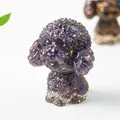 Macro view of purple amethyst crystal resin teddy dog figurine with gold foil - 6cmx3.4cmx4.7cm / Amethyst