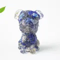 Blaue Kristall-Schnauzer-Figur aus Harz, süßes Hunde-Ornament für die Schreibtischdeko - Lapislazuli