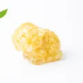 Cute pug puppy resin ornament filled with natural yellow crystal stones on white base - Topaz Yellow