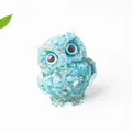 Sky blue crystal gravel owl statue with gold foil accents for office home desk decor - Turquoise