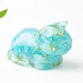 Sky blue crystal resin cat figurine with gold foil flakes for home desktop decor - 43x26x28mm 25g / Aquamarine