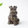 Colorful Schnauzer dog statue made of crystal resin with golden foil flakes and texture - Dragon Blood Stone