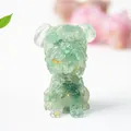 Süße grüne Kristall-Schnauzer-Hundefigur mit Goldfolie für Heim- und Schreibtischdeko - Grüner Aventurin