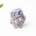 Purple amethyst resin owl statue with blue eyes for home and office tabletop decor - Dreamy Purple