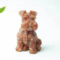 Brown crystal Schnauzer dog figurine with gold foil accents for home decor ornament - Red Agate