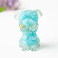 Hellblaue transparente Schnauzer-Figur mit Goldfolien-Akzenten für Wohnkultur - Aquamarin