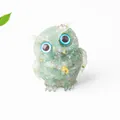 Green crystal owl figurine with gold foil accents for modern home office desk decor - Green Aventurine