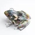 Handcrafted resin frog figurine with natural crystal gravel for home and car decor - Ocean Jasper