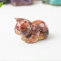 Cat resin figurine filled with red agate crystals and gold foil decorative ornament - 43x26x28mm 25g / Red Agate